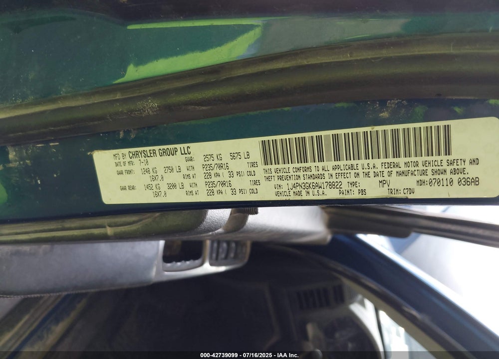 2010 JEEP LIBERTY VIN: 1J4PN3GK6AW178822