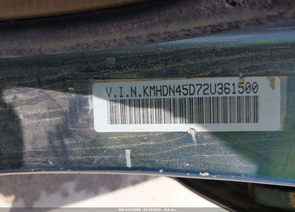 2002 HYUNDAI ELANTRA GLS VIN: KMHDN45D72U361500