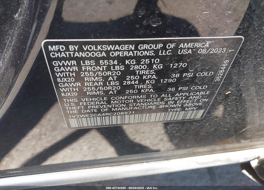 2024 VOLKSWAGEN ATLAS CROSS SPORT VIN: 1V2WE2CA4RC208971
