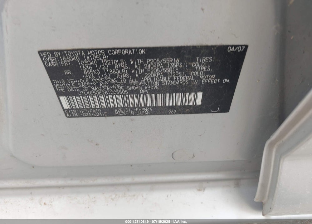 2008 SCION XB VIN: JTLKE50E281005505