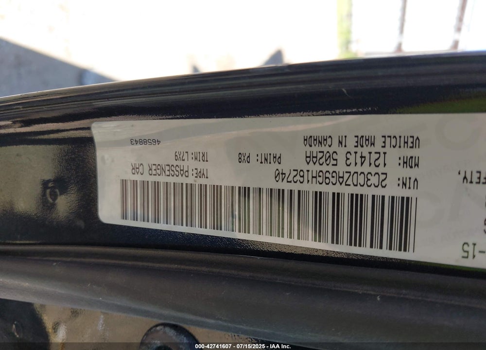 2016 DODGE CHALLENGER VIN: 2C3CDZAG9GH162740