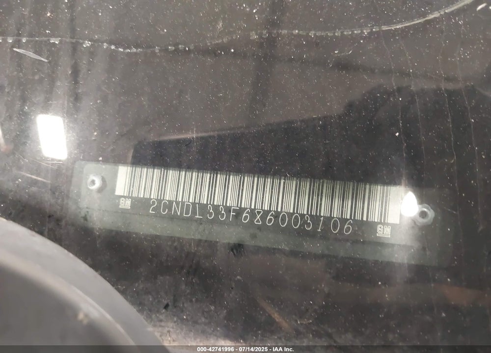2008 CHEVROLET EQUINOX LT VIN: 2CNDL33F686003106