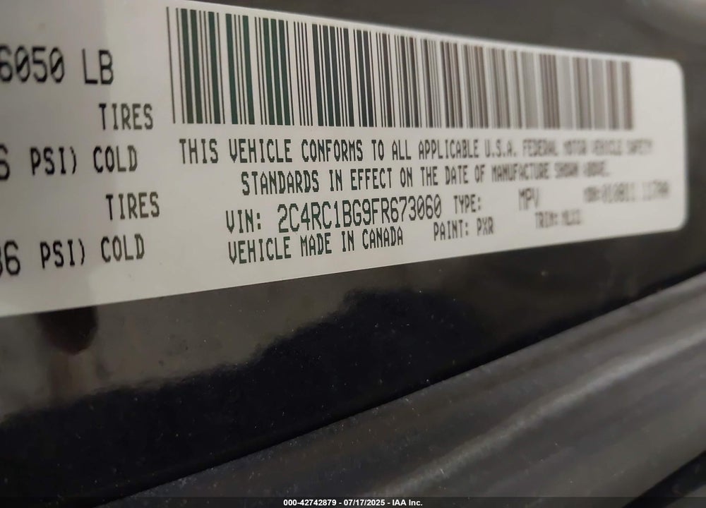 2015 CHRYSLER TOWN & COUNTRY TOURING VIN: 2C4RC1BG9FR673060