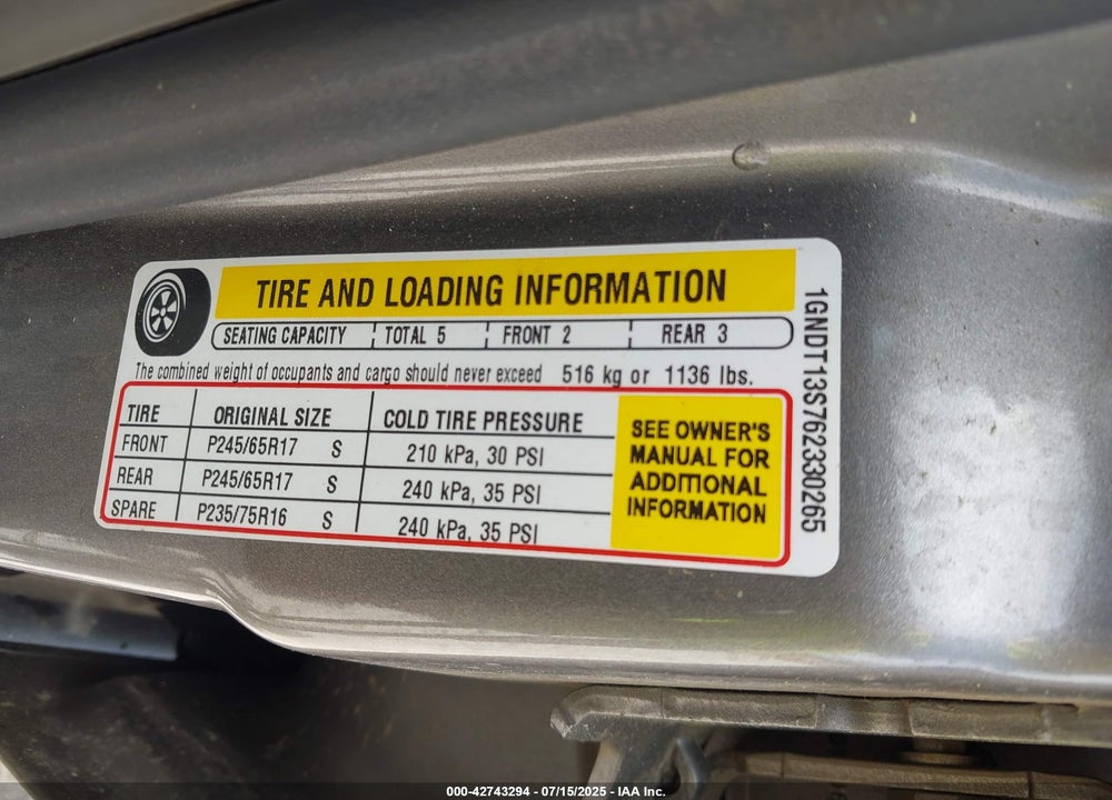 2006 CHEVROLET TRAILBLAZER LS VIN: 1GNDT13S762330265