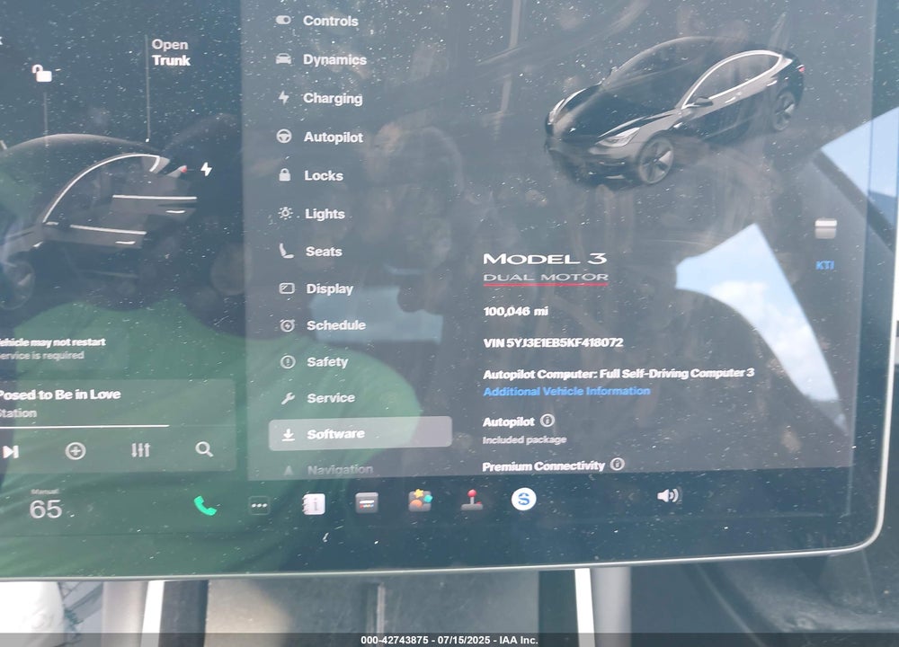2019 TESLA MODEL 3 LONG RANGE/PERFORMANCE VIN: 5YJ3E1EB5KF418072