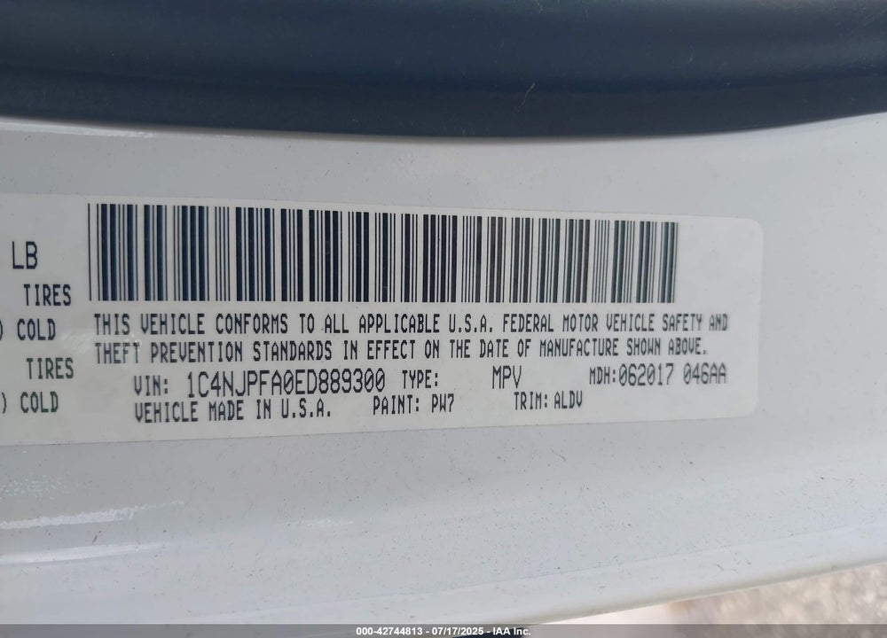2014 JEEP PATRIOT VIN: 1C4NJPFA0ED889300