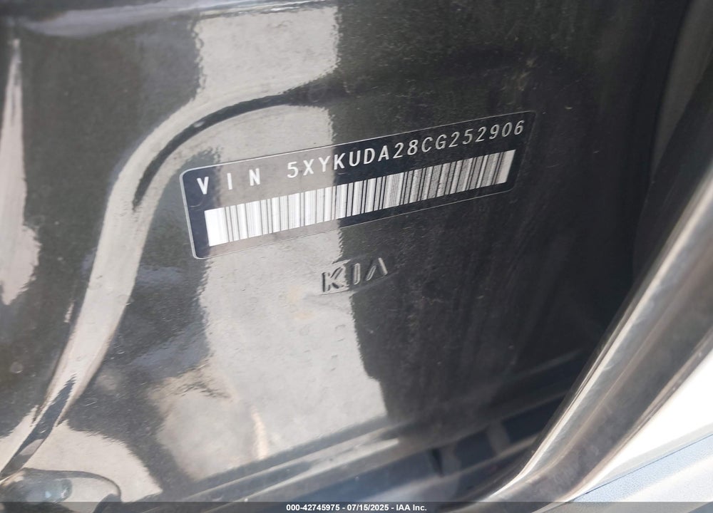 2012 KIA SORENTO VIN: 5XYKUDA28CG252906