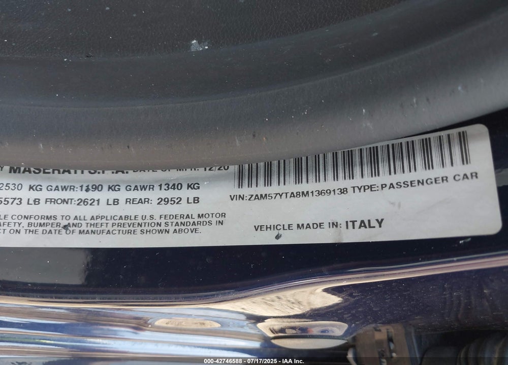 2021 MASERATI GHIBLI S Q4 VIN: ZAM57YTA8M1369138