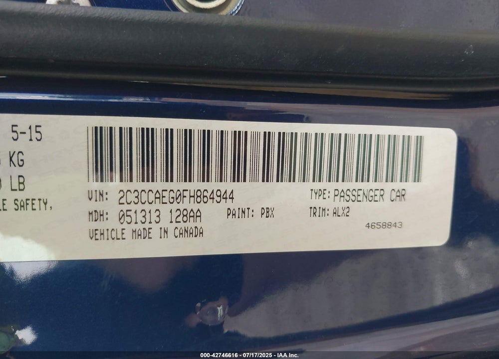 2015 CHRYSLER 300 VIN: 2C3CCAEG0FH864944