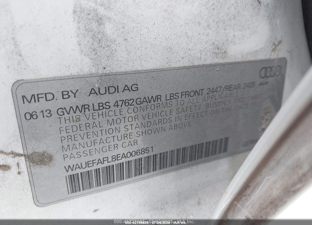 2014 AUDI A4 VIN: WAUEFAFL8EA006851