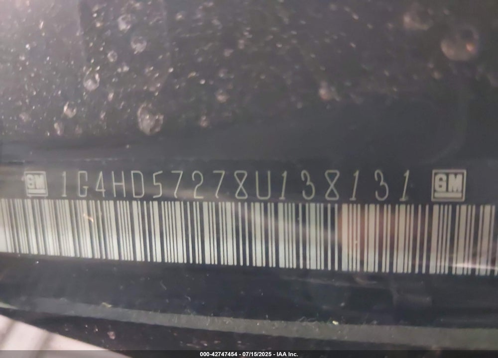 2008 BUICK LUCERNE VIN: 1G4HD57278U138131