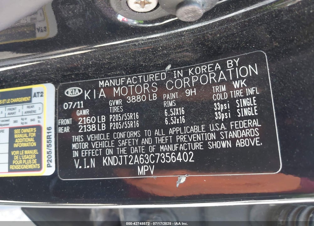 2012 KIA SOUL VIN: KNDJT2A63C7356402