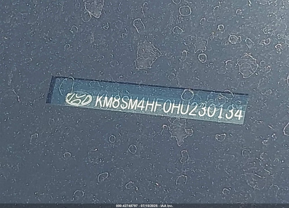 2017 HYUNDAI SANTA FE SE VIN: KM8SM4HF0HU230134