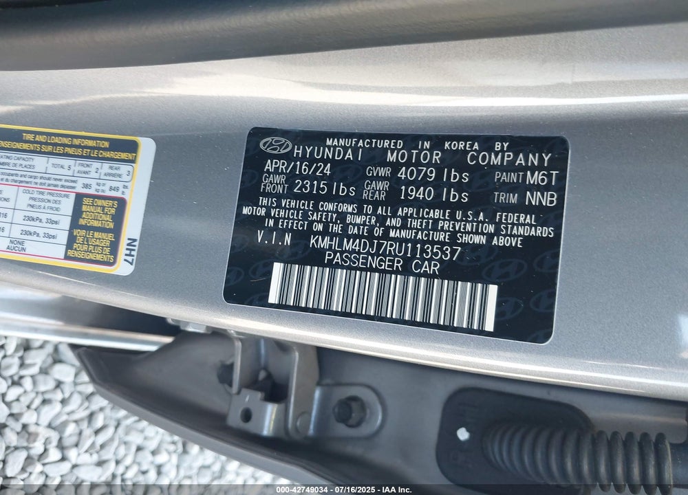 2024 HYUNDAI ELANTRA HYBRID VIN: KMHLM4DJ7RU113537
