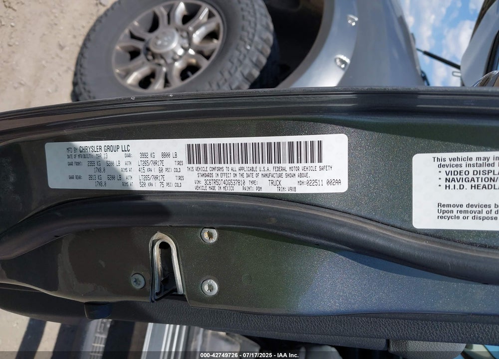 2013 RAM 2500 VIN: 3C6TR5DT4DG537810