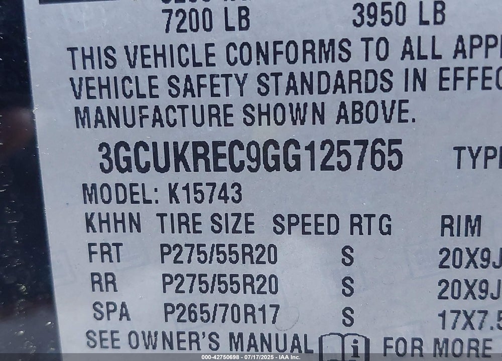 2016 CHEVROLET SILVERADO 1500 2LT VIN: 3GCUKREC9GG125765