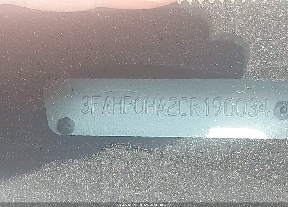 2012 FORD FUSION VIN: 3FAHP0HA2CR190034