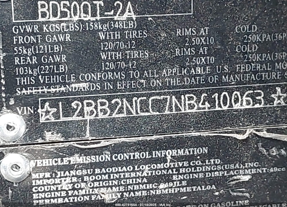 2022 BAODIAO 125 VIN: L2BB2NCC7NB410063