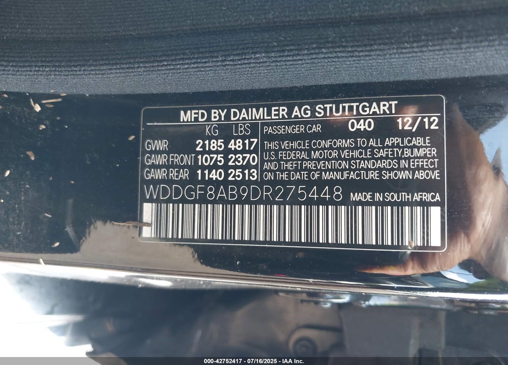 2013 MERCEDES-BENZ C 300 VIN: WDDGF8AB9DR275448