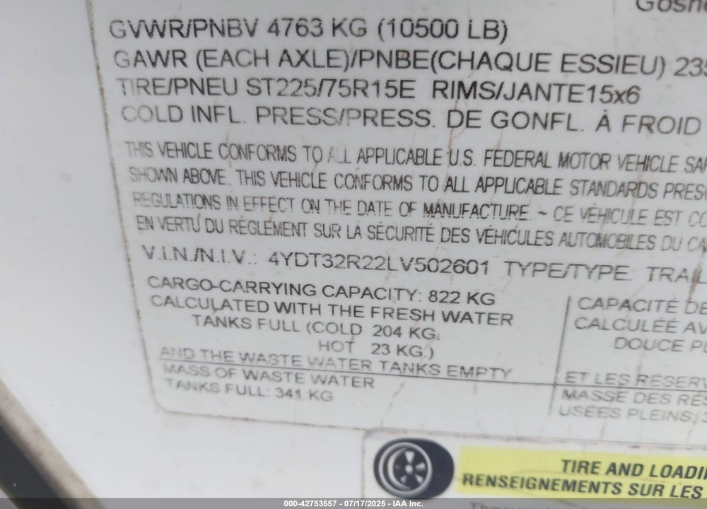 2020 KEYSTONE COACH COUGAR VIN: 4YDT32R22LV502601