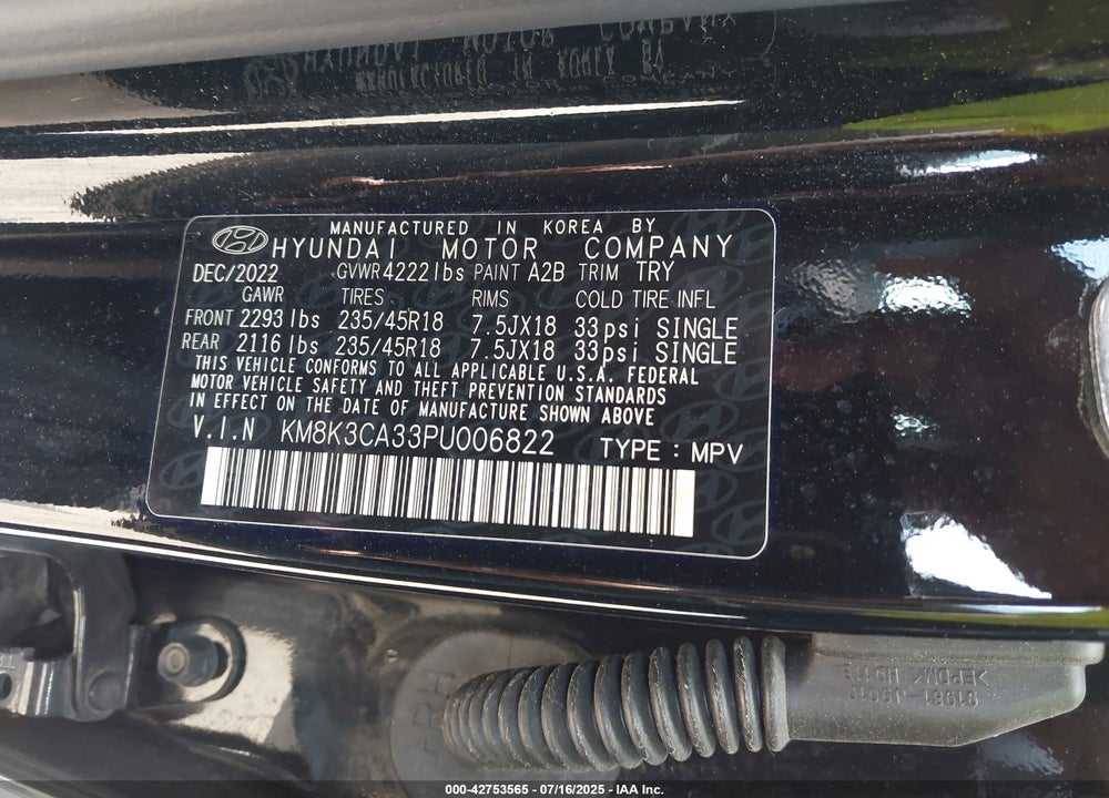 2023 HYUNDAI KONA VIN: KM8K3CA33PU006822