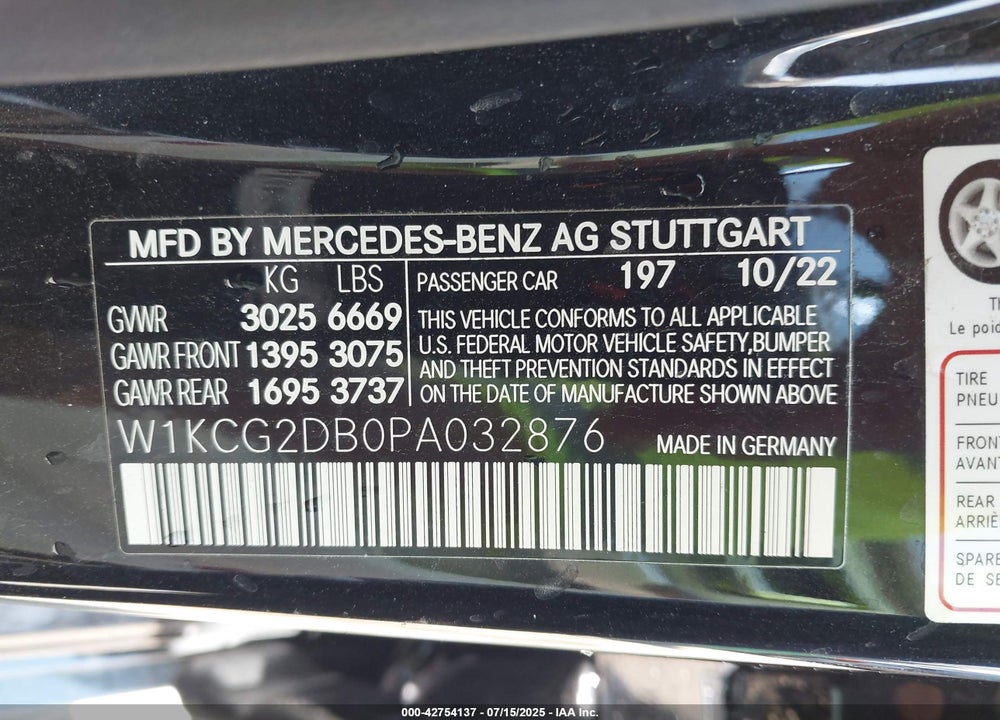 2023 MERCEDES-BENZ EQS VIN: W1KCG2DB0PA032876