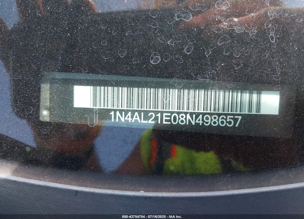 2008 NISSAN ALTIMA VIN: 1N4AL21E08N498657