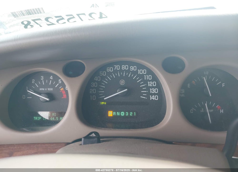2000 BUICK LESABRE CUSTOM VIN: 1G4HP54K0Y4254329