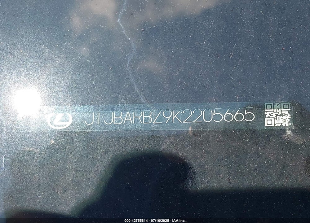 2019 LEXUS NX 300 VIN: JTJBARBZ9K2205665