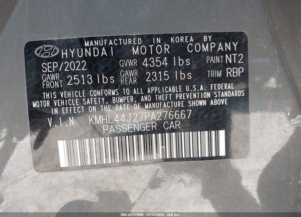 2023 HYUNDAI SONATA VIN: KMHL44J27PA276667