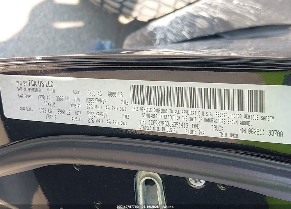 2018 RAM 1500 EXPRESS 4X4 6'4 BOX VIN: 1C6RR7FG3JS351413