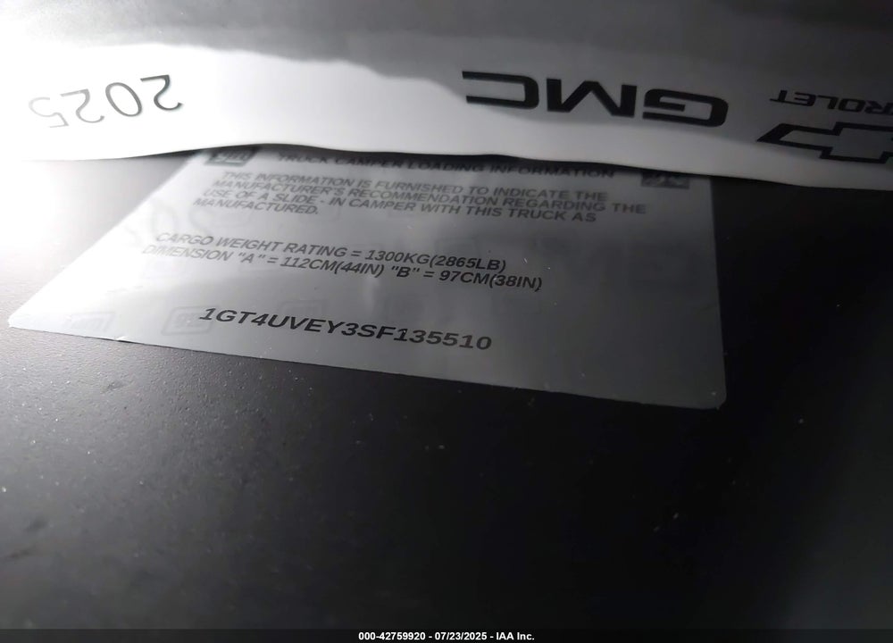 2025 GMC SIERRA 3500HD 4WD  STANDARD BED AT4 VIN: 1GT4UVEY3SF135510