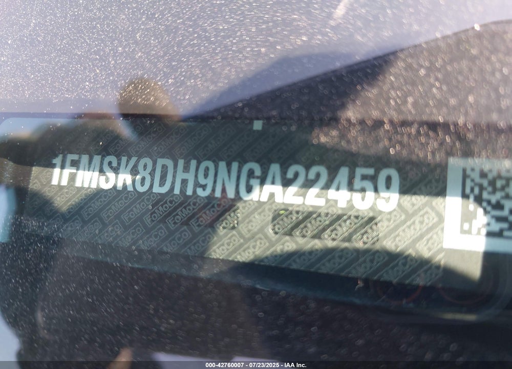 2022 FORD EXPLORER VIN: 1FMSK8DH9NGA22459