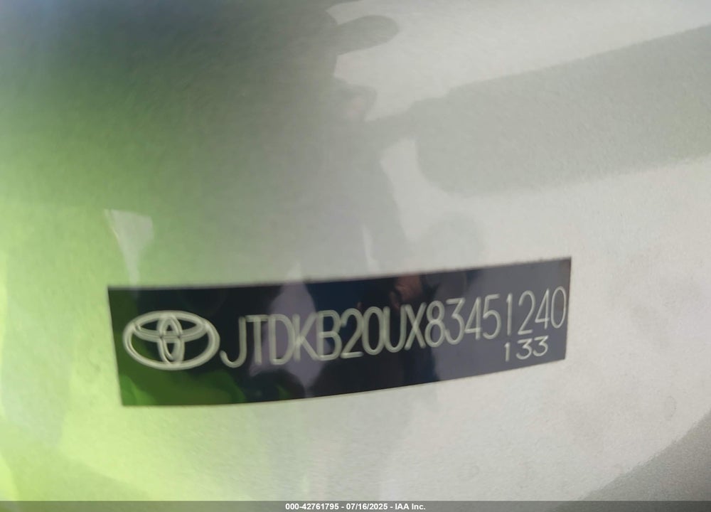 2008 TOYOTA PRIUS VIN: JTDKB20UX83451240