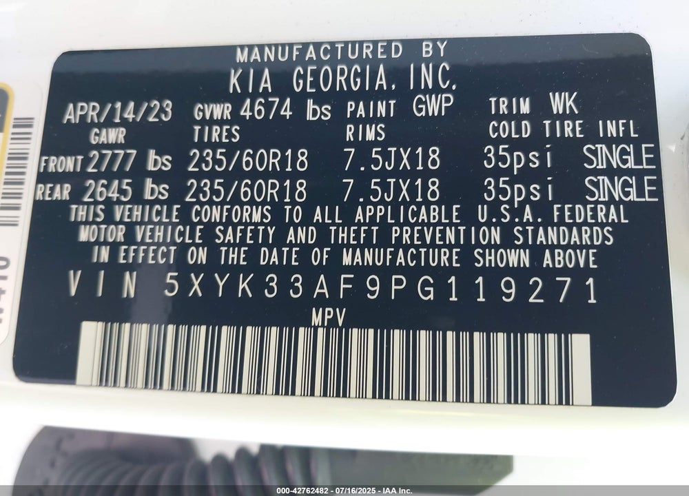 2023 KIA SPORTAGE VIN: 5XYK33AF9PG119271