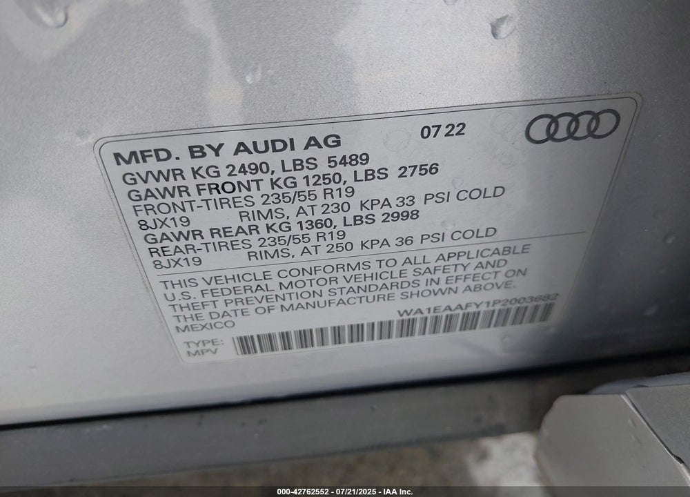 2023 AUDI Q5 VIN: WA1EAAFY1P2003682