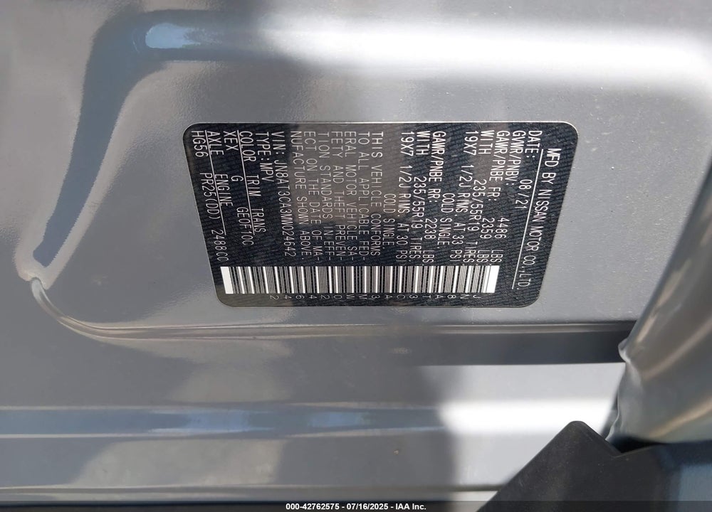 2021 NISSAN ROGUE VIN: JN8AT3CA3MW024642