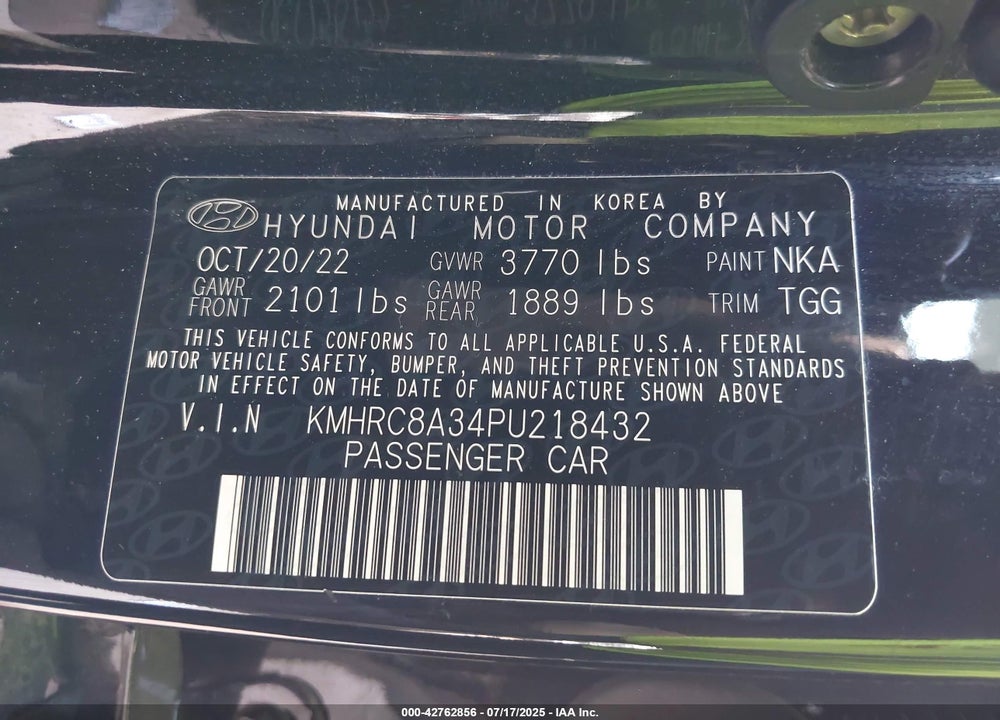 2023 HYUNDAI VENUE SEL VIN: KMHRC8A34PU218432