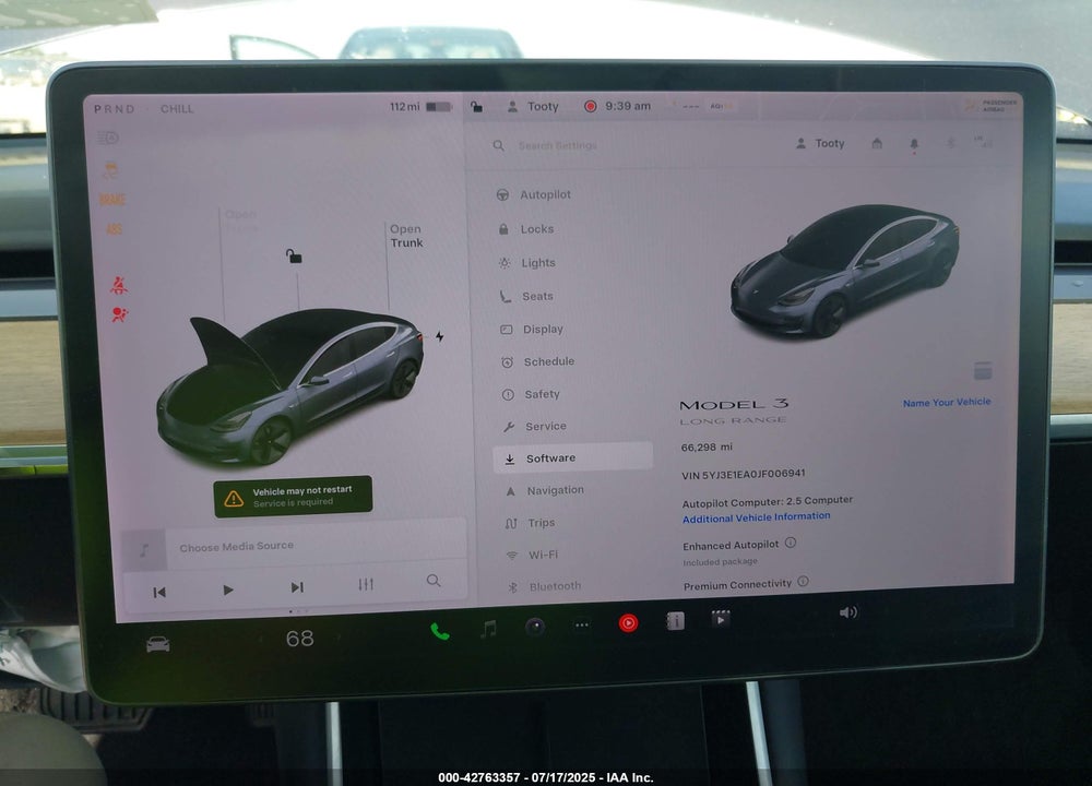 2018 TESLA MODEL 3 LONG RANGE/MID RANGE VIN: 5YJ3E1EA0JF006941