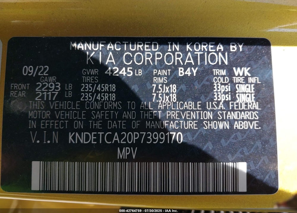 2023 KIA SELTOS VIN: KNDETCA20P7399170