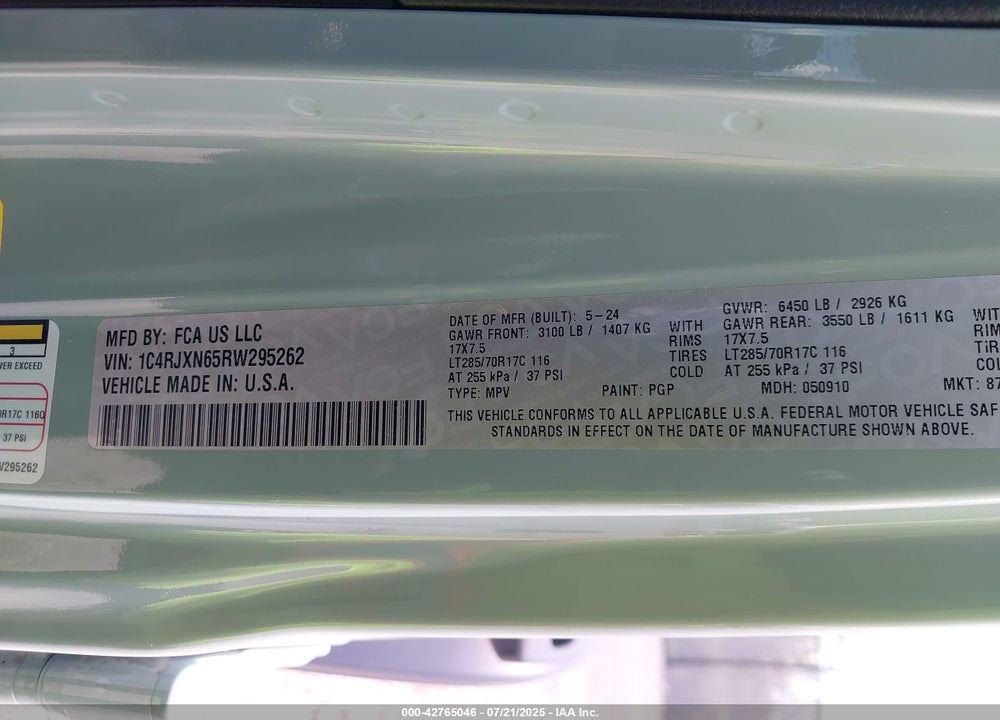 2024 JEEP WRANGLER 4XE WILLYS 4XE VIN: 1C4RJXN65RW295262