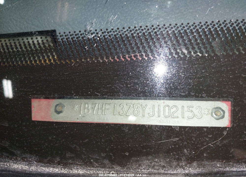 2000 DODGE RAM 1500 VIN: 1B7HF13Z8YJ102153