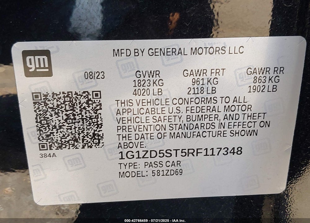2024 CHEVROLET MALIBU VIN: 1G1ZD5ST5RF117348