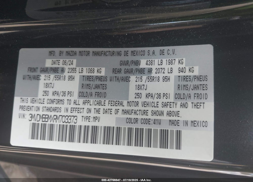 2024 MAZDA CX-30 VIN: 3MVDMBBMXRM703373