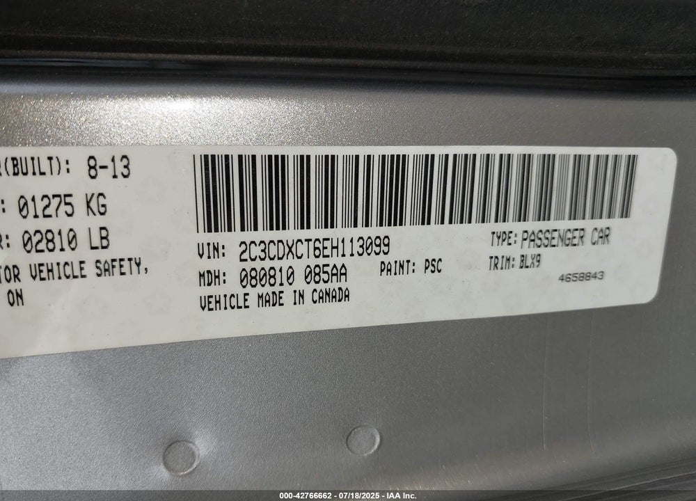 2014 DODGE CHARGER R/T PLUS VIN: 2C3CDXCT6EH113099