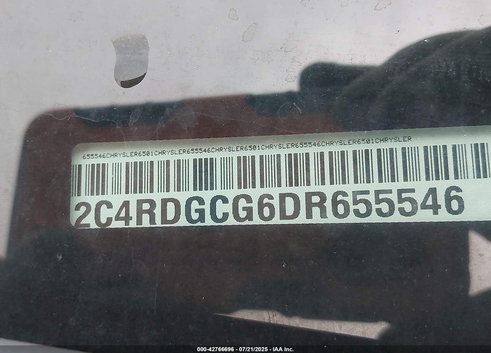 2013 DODGE GRAND CARAVAN SXT VIN: 2C4RDGCG6DR655546