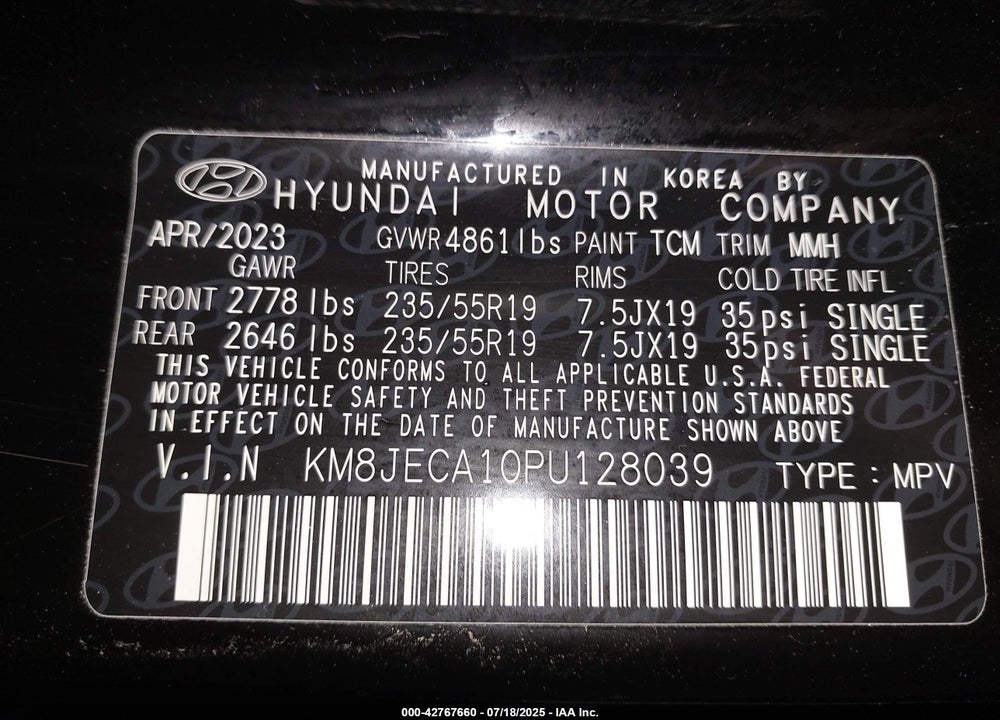 2023 HYUNDAI TUCSON HYBRID VIN: KM8JECA10PU128039