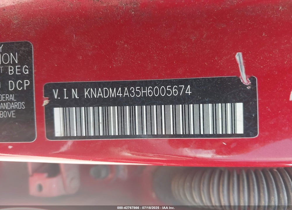 2017 KIA RIO VIN: KNADM4A35H6005674