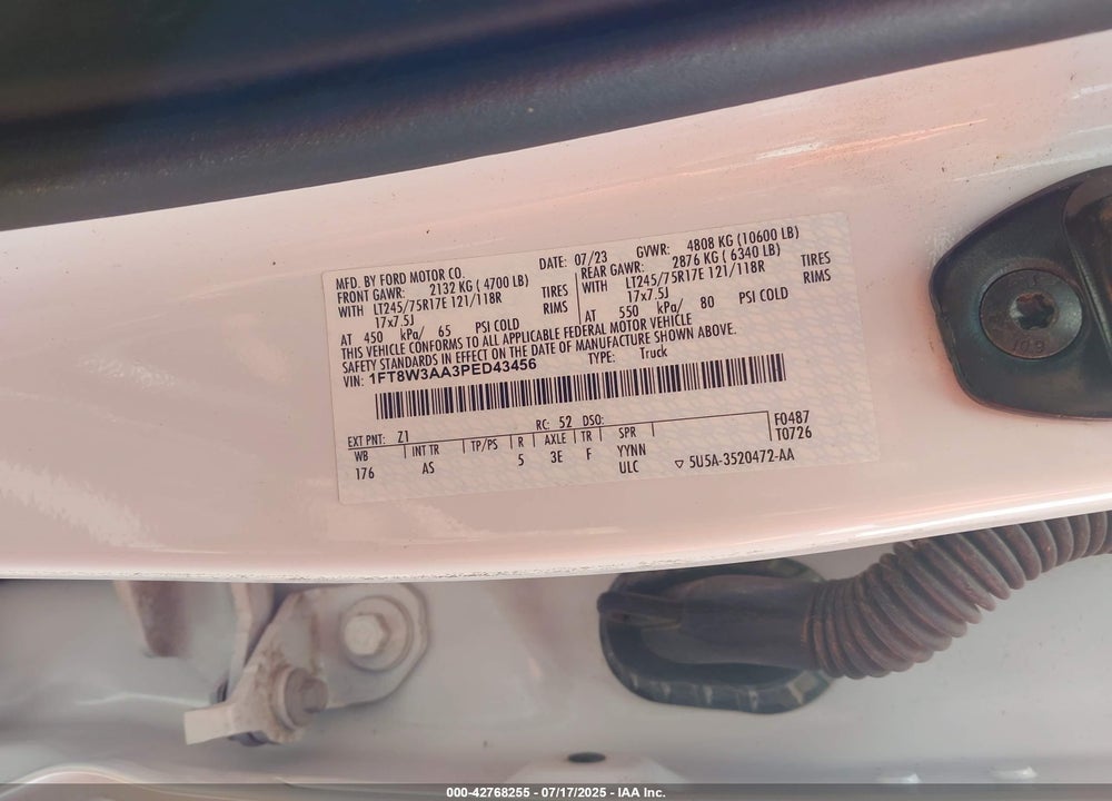 2023 FORD F-350 XL VIN: 1FT8W3AA3PDED4345