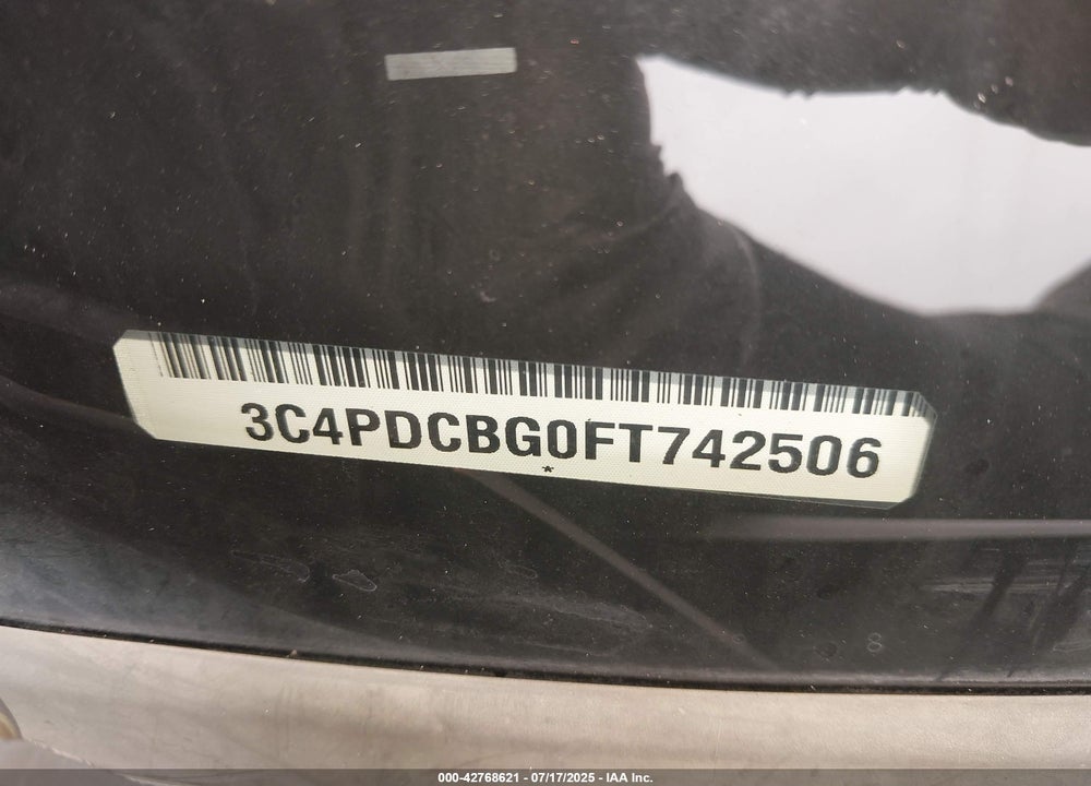 2015 DODGE JOURNEY VIN: 3C4PDCBG0FT742506